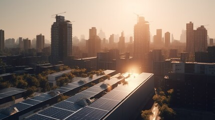 Naklejka na ściany i meble Solar Energie in der Stadt - Nachhaltigkeit 