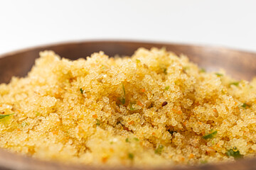 Seasoned flying fish roe on white background