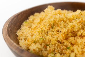 Seasoned flying fish roe on white background