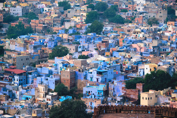 Aerial view of Jodhpur Blue City. Jodphur, Rajasthan, India