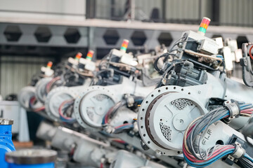 Robotic Arm production lines modern industrial technology. AI Automated production