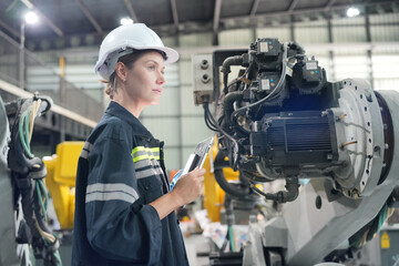 Robotic Arm production lines modern industrial technology. AI Automated production