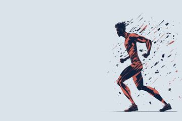 Running Man. Sports background with a running man. Abstract sports background. Vector illustration.