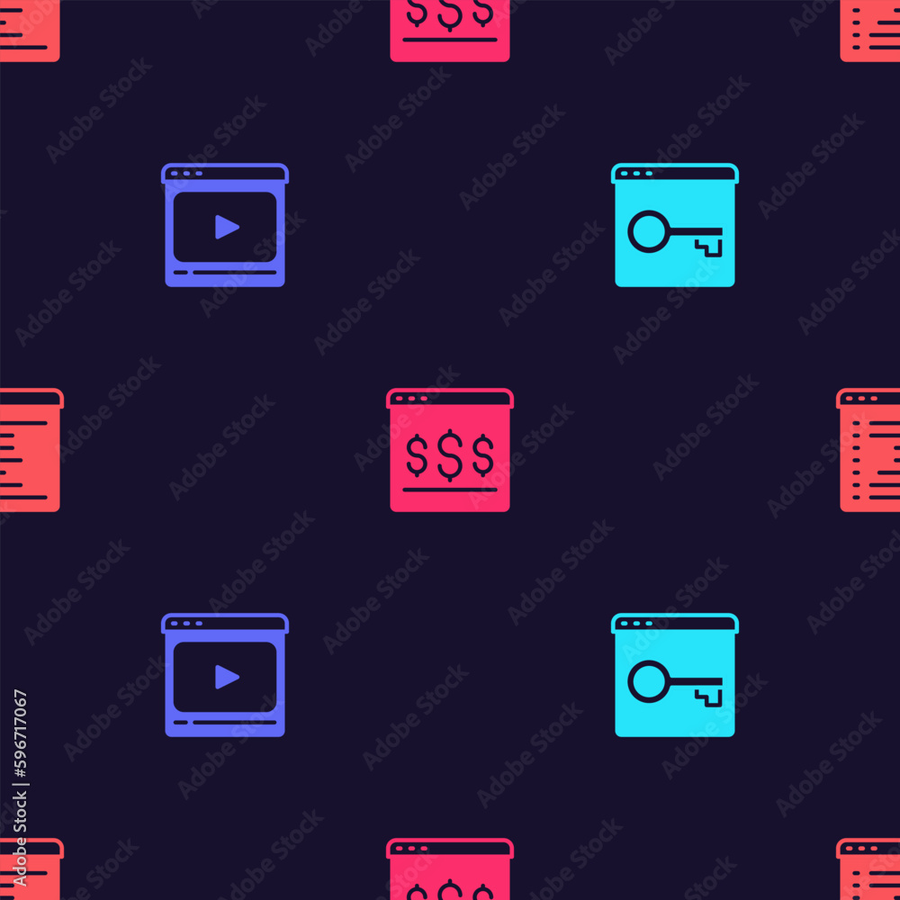 Poster set secure your site with https, ssl, online play video, shopping on screen and browser window on se