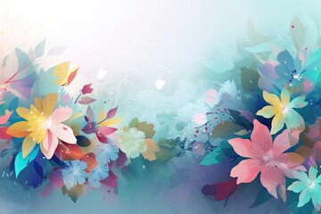Fototapeta na wymiar Abstract Blossoms on a Spring-Style Banner: Perfect for Artwork, Digital Art, and Invitation Card Concept. Generative AI
