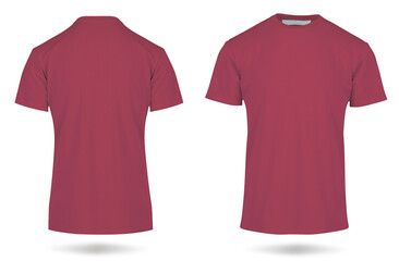 Men's blank t-shirt template, two sides, natural shape on invisible mannequin, for your printable...