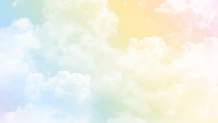 Fototapeta na wymiar A soft cloud background with a pastel colored orange to blue gradient. Cloud and sky with a pastel colored background and wallpaper, abstract sky background in sweet color.