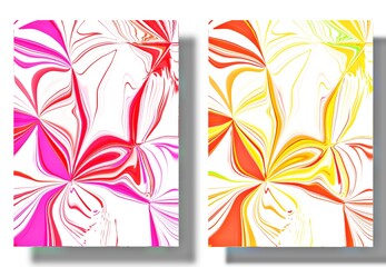 Abstract curved background, template collection, Deformed pattern, trendy, bright colors