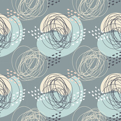 Pattern gray abstract boho style, doodle drawn. Vector illustration