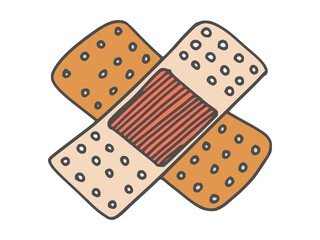 medical adhesive bandage wound treatment. doodle
