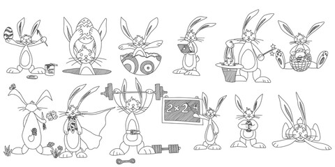 Fototapeta na wymiar sketch rabbits funny characters. stock picture new