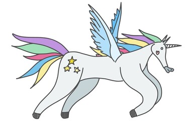 flying animal winged horse unicorn. stock picture