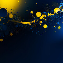 Obraz na płótnie Canvas An abstract cover featuring a blue and yellow background in a vibrant combination of yellow and gold, with many circular dots. generative AI.