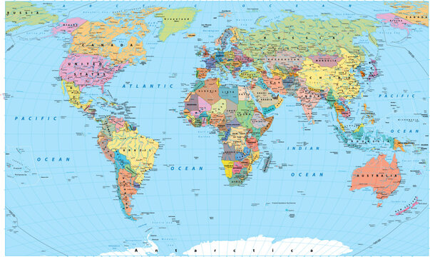 Fototapeta world map made of colorful splashes