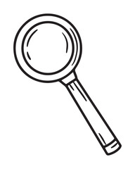 Magnifying glass loupe, vector doodle style linear icon