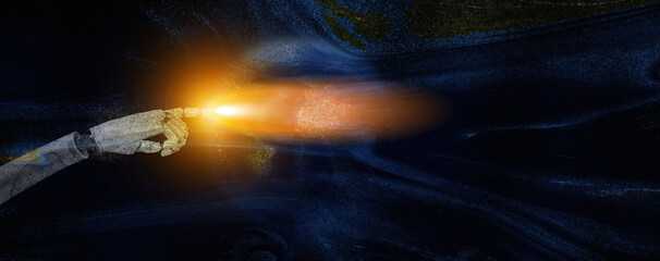 God-like AI, superintelligent artificial intelligence that develops autonomously. Ai godlike could be a threat, destroy human race, and go beyond humans control. The earth was turned into dust.