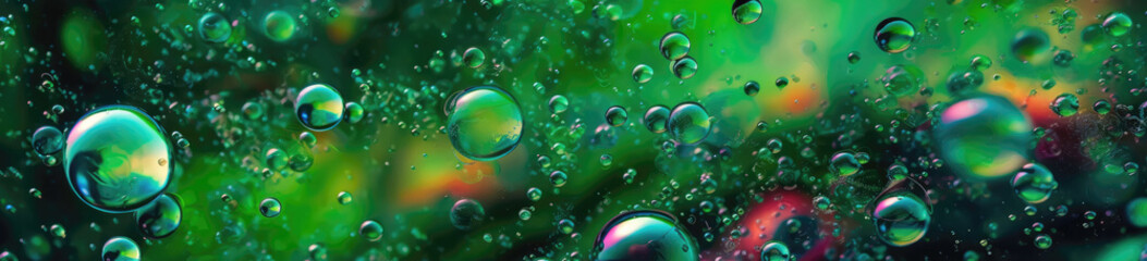 Soap Bubbles On Green Background. Generative AI