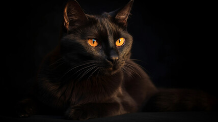 Black cat with yellow eyes