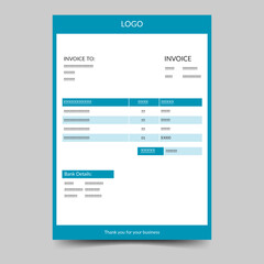 Fototapeta na wymiar Business invoice form template. Invoicing quotes, money bills or price invoices and payment agreement design templates. Tax form, bill graphic or payment receipt page vector set See Less 