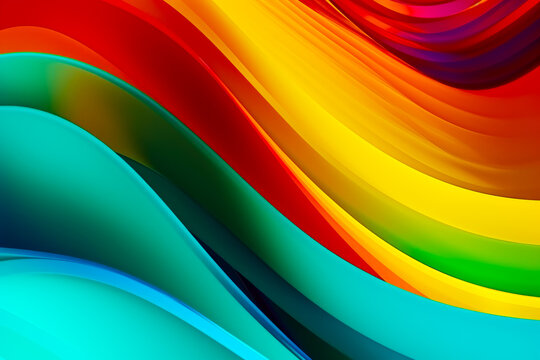 Close up of multicolored wallpaper with wavy lines on it. Generative AI.