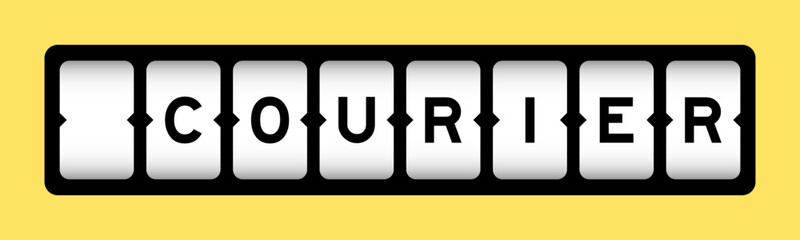 Black color in word courier on slot banner with yellow color background