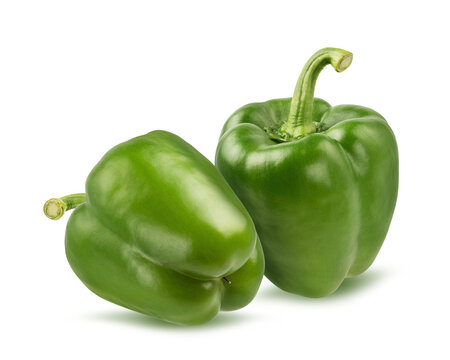 Green sweet peppers bell isolated on white background