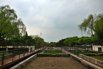 Fototapeta premium 철도, 철도, 레일, 기차, 궤도, 교통, 여행, sky, 궤도, 교통, 경관, 관, 강철, 길거리, 길, 레일, 다리미, 라인, 네이처, 금속, green, 여행, 경로, 긴, 방향