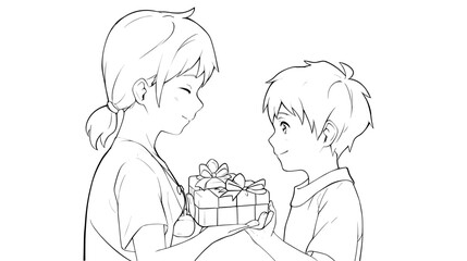 Girl giving gift to mom