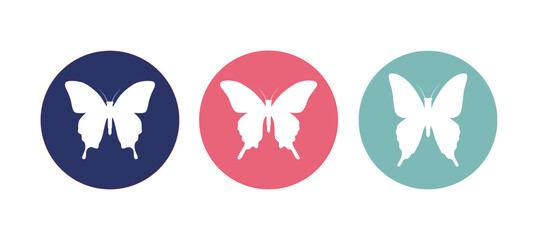 butterfly icon set, vector illustration