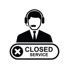 Call center closed service icon. Support service close concept isolated on background vector illustration.