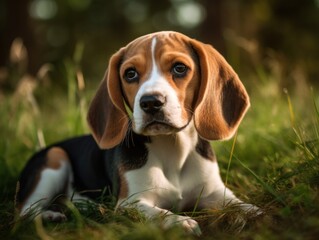Portrait of nice beagle dog. Generative AI 