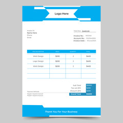 clean invoice template vector design
