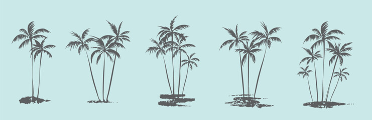 Palm trees. Textured ink brush drawing
