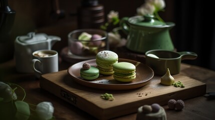 Obraz na płótnie Canvas Green tea macarons