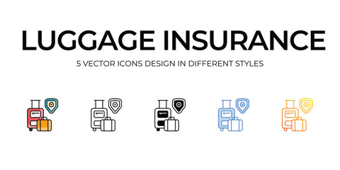 Luggage Insurance Icon Design in Five style with Editable Stroke. Line, Solid, Flat Line, Duo Tone Color, and Color Gradient Line. Suitable for Web Page, Mobile App, UI, UX and GUI design.