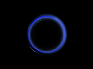 Neon swirl. Curve blue line light effect. Abstract ring background with glowing swirling background. Energy flow tunnel. Blue portal, platform. Magic circle vector.