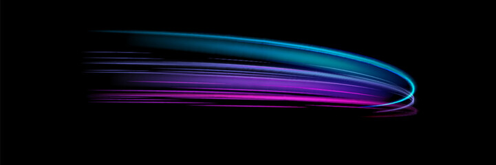 Blue glowing shiny lines effect vector background. Luminous white lines of speed. Light glowing effect. Light trail wave, fire path trace line and incandescence curve twirl.
