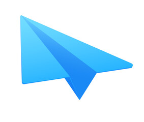 Paper air plane blue flying. 3D file PNG illustration for use in various graphic designs.