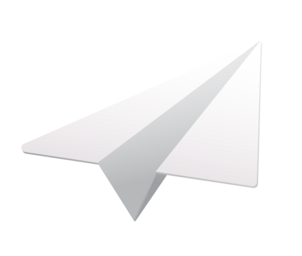 Paper air plane white flying. 3D file PNG illustration for use in various graphic designs.