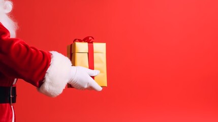 Christmas illustration, Santa Giving present, Generative Ai