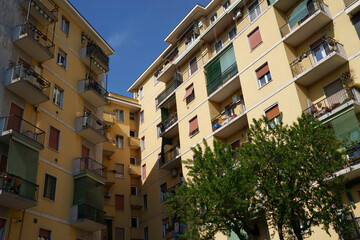 Fototapeta premium Modern residential buildings along via Bodoni in Milan