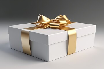 Luxurious Gift Box with Gleaming Gold Ribbon - Perfect for Weddings, Events and New Year Celebrations. Generative AI