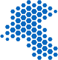 hexagon shape kuwait map.