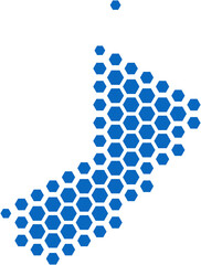 hexagon shape oman map.