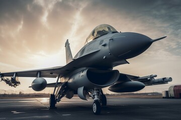 F-16 fighter jet used in military operations. Generative AI