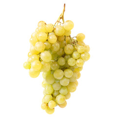 White grapes bunch branch in PNG isolated on transparent background