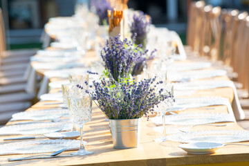 Beautiful decoration for a wedding with flowers