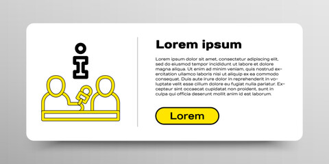 Line Interview with a famous person icon isolated on white background. Television or internet broadcast where a journalist talks to a celebrity. Colorful outline concept. Vector