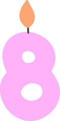 Pink pastel colours festive number 8 with a candle