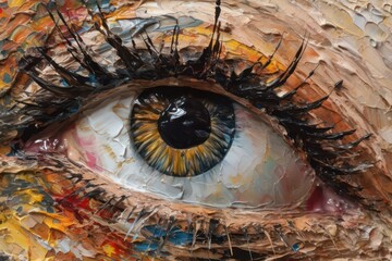 Creative eye painting oil colors art knife style